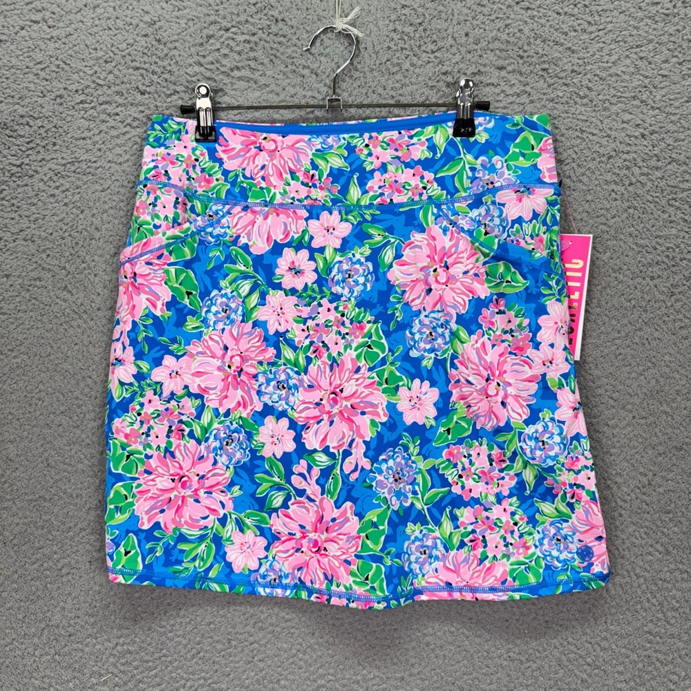 Lilly Pulitzer Womens M Blue Luxletic Maryana Floral Skort UPF 50+ Performance